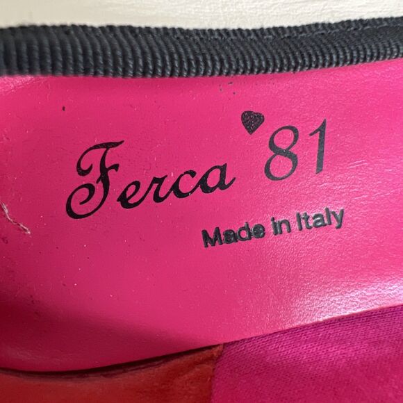 Ferca 81 Ballet Style Wedge Shoes Size EU 39 US 8.5 Ivory Black Patent Cap Italy - Picture 10 of 11